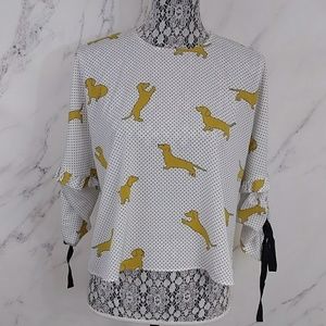Cropped Gold Dachshund Blouse Zara
